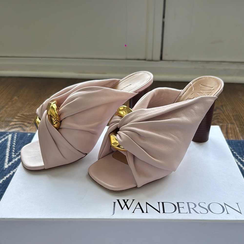 JW Anderson Pink and Gold Mules with Elegant Design